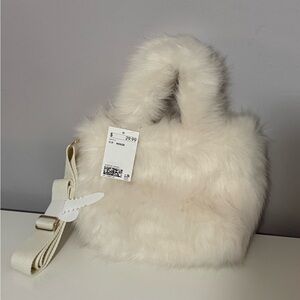 Cream Faux Fur Handbag